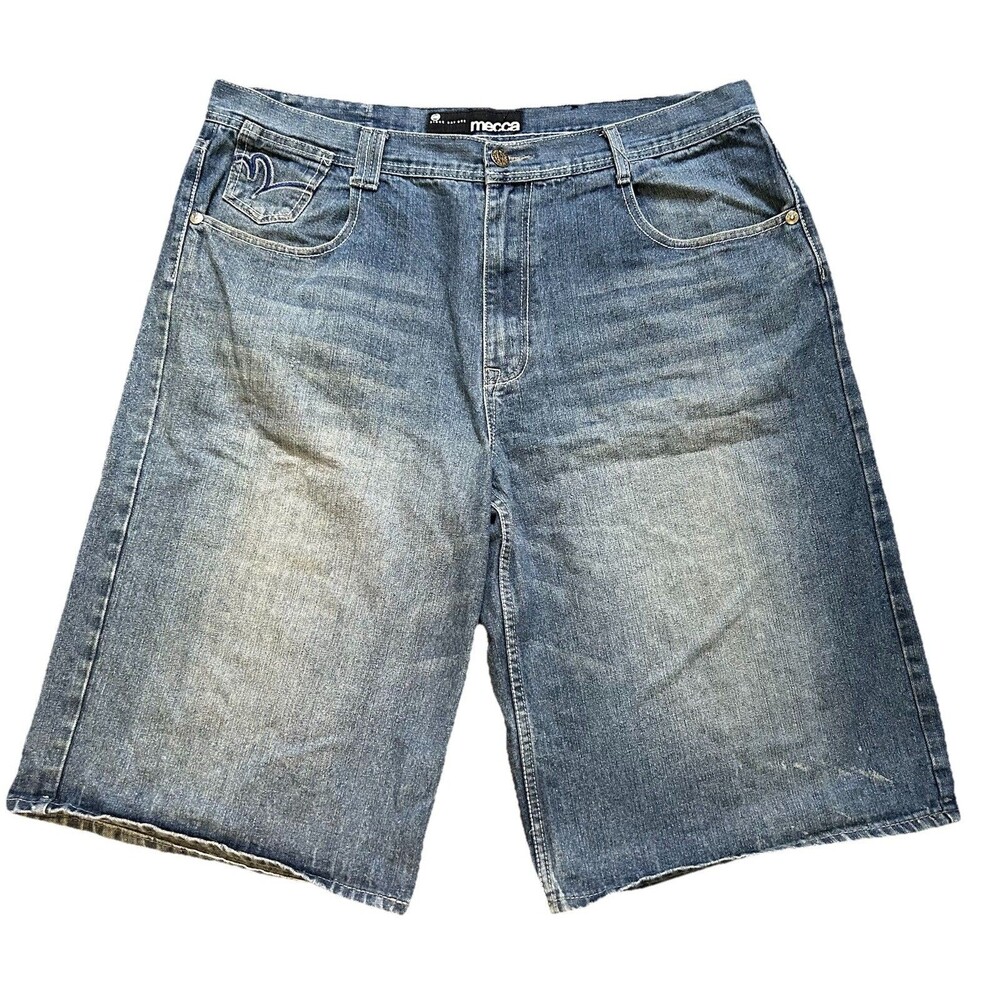 VTG Mecca USA Denim Shorts Jorts 42 Y2K 90s Baggy Carpenter Hip Hop Skate